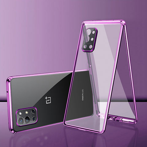 OnePlus 9R 5G用ケース 高級感 手触り良い アルミメタル 製の金属製 360度 フルカバーバンパー 鏡面 カバー OnePlus パープル