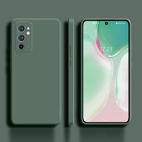 OnePlus 9RT 5G用360度 フルカバー極薄ソフトケース シリコンケース 耐衝撃 全面保護 バンパー OnePlus グリーン