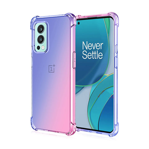 OnePlus Nord 2 5G用極薄ソフトケース グラデーション 勾配色 クリア透明 OnePlus ラベンダー