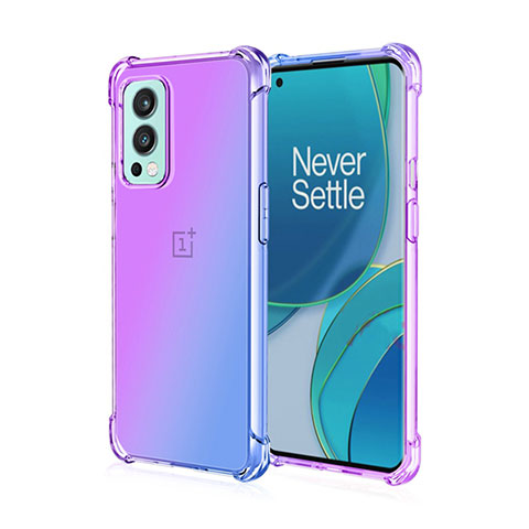 OnePlus Nord 2 5G用極薄ソフトケース グラデーション 勾配色 クリア透明 OnePlus パープル