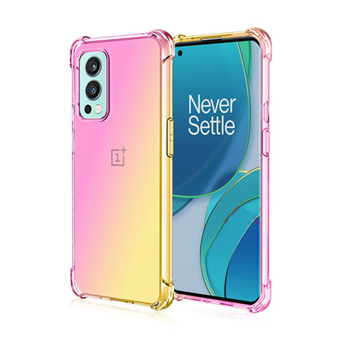 OnePlus Nord 2 5G用極薄ソフトケース グラデーション 勾配色 クリア透明 OnePlus ピンク