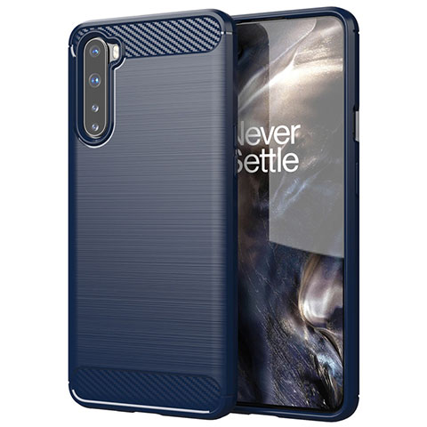 OnePlus Nord用シリコンケース ソフトタッチラバー ライン カバー OnePlus ネイビー