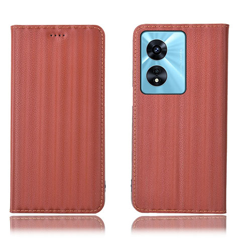 Oppo A1 5G用手帳型 レザーケース スタンド カバー H23P Oppo ブラウン