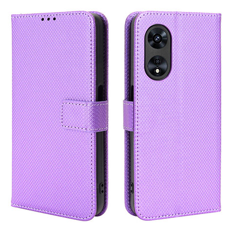 Oppo A1 Pro 5G用手帳型 レザーケース スタンド カバー BY1 Oppo パープル