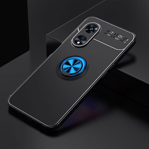 Oppo A1 Pro 5G用極薄ソフトケース シリコンケース 耐衝撃 全面保護 アンド指輪 マグネット式 バンパー JM2 Oppo ネイビー・ブラック