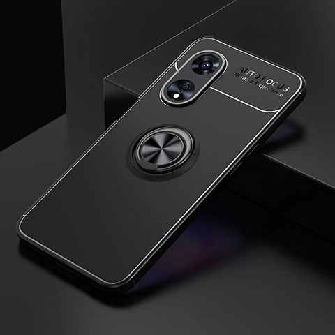 Oppo A1 Pro 5G用極薄ソフトケース シリコンケース 耐衝撃 全面保護 アンド指輪 マグネット式 バンパー JM2 Oppo ブラック