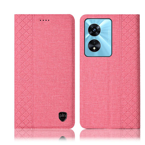 Oppo A1 Pro 5G用手帳型 布 スタンド H14P Oppo ピンク