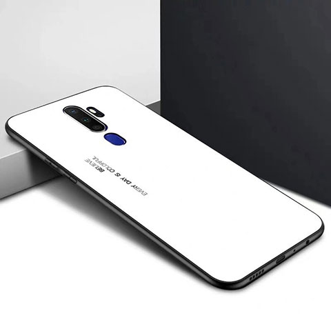 Oppo A11用ハイブリットバンパーケース プラスチック 鏡面 カバー Oppo ホワイト