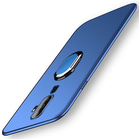 Oppo A11用ハードケース プラスチック 質感もマット アンド指輪 マグネット式 A01 Oppo ネイビー