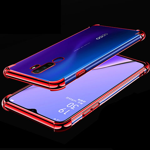 Oppo A11用極薄ソフトケース シリコンケース 耐衝撃 全面保護 クリア透明 H01 Oppo レッド