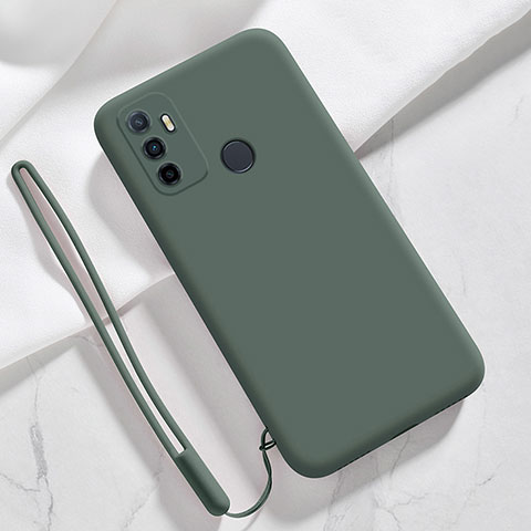 Oppo A11s用360度 フルカバー極薄ソフトケース シリコンケース 耐衝撃 全面保護 バンパー Oppo モスグリー