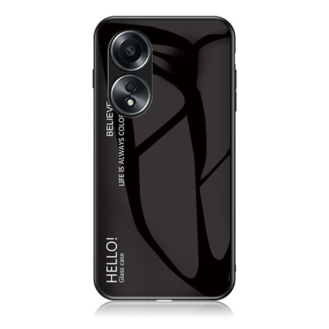Oppo A18用ハイブリットバンパーケース プラスチック 鏡面 虹 グラデーション 勾配色 カバー LS1 Oppo ブラック