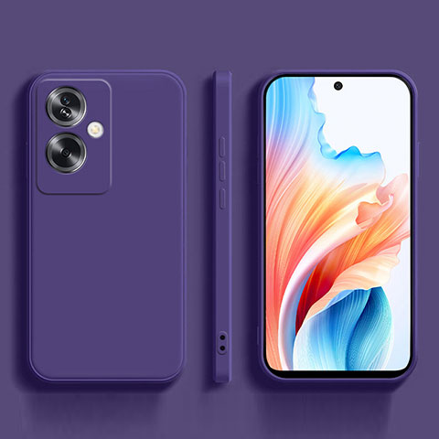 Oppo A2 5G用360度 フルカバー極薄ソフトケース シリコンケース 耐衝撃 全面保護 バンパー Oppo パープル