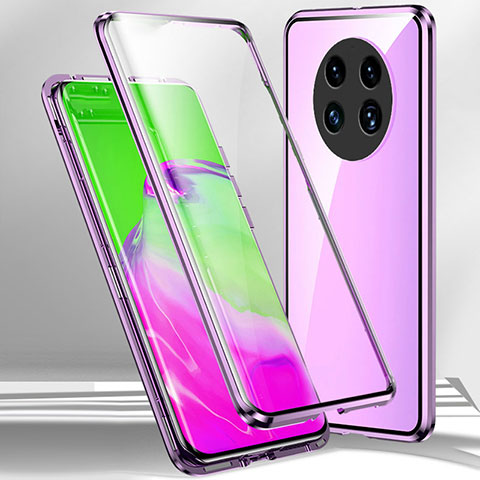 Oppo A2 Pro 5G用ケース 高級感 手触り良い アルミメタル 製の金属製 360度 フルカバーバンパー 鏡面 カバー Oppo パープル