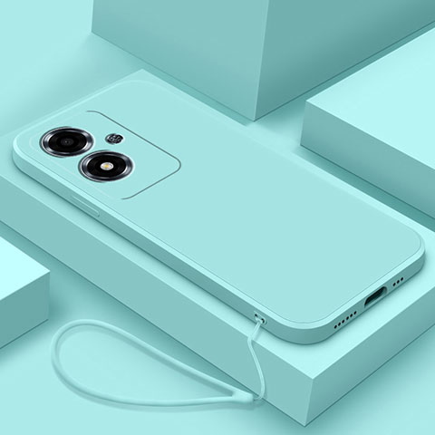 Oppo A2m 5G用360度 フルカバー極薄ソフトケース シリコンケース 耐衝撃 全面保護 バンパー Oppo シアン