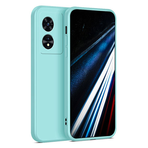 Oppo A38用360度 フルカバー極薄ソフトケース シリコンケース 耐衝撃 全面保護 バンパー Oppo シアン