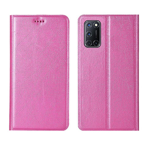 Oppo A52用手帳型 レザーケース スタンド カバー L01 Oppo ピンク