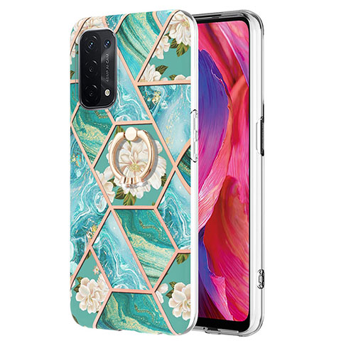 Oppo A54 5G用シリコンケース ソフトタッチラバー バタフライ パターン カバー アンド指輪 Y02B Oppo グリーン