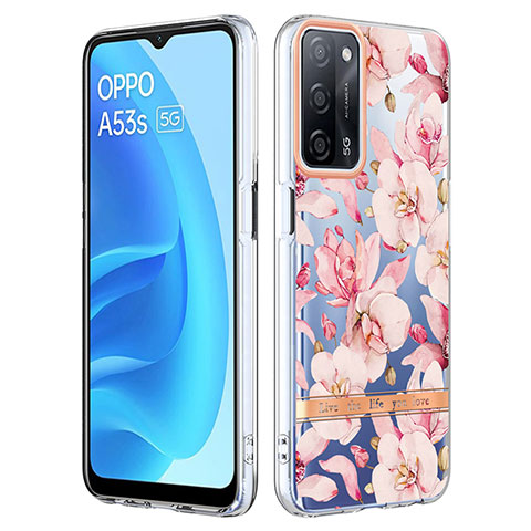 Oppo A55 5G用シリコンケース ソフトタッチラバー バタフライ パターン カバー Y06B Oppo ピンク