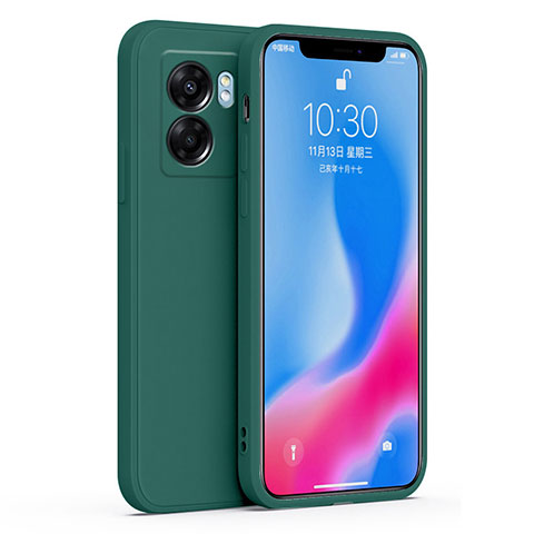 Oppo A57 5G用360度 フルカバー極薄ソフトケース シリコンケース 耐衝撃 全面保護 バンパー S01 Oppo モスグリー