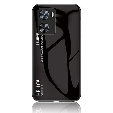 Oppo A57e用ハイブリットバンパーケース プラスチック 鏡面 虹 グラデーション 勾配色 カバー LS1 Oppo ブラック