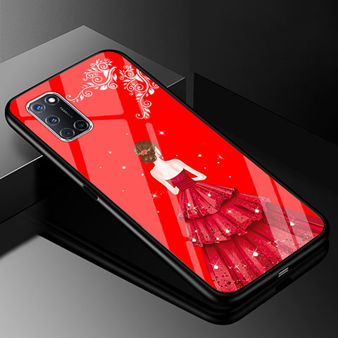 Oppo A72用ハイブリットバンパーケース プラスチック ドレスガール ドレス少女 鏡面 カバー Oppo レッド