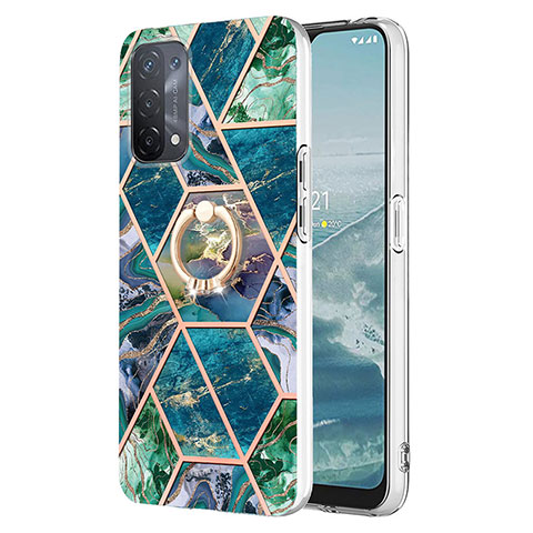 Oppo A74 5G用シリコンケース ソフトタッチラバー バタフライ パターン カバー アンド指輪 Y01B Oppo モスグリー