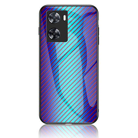 Oppo A77 4G用ハイブリットバンパーケース プラスチック 鏡面 虹 グラデーション 勾配色 カバー LS2 Oppo ネイビー