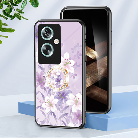 Oppo A79 5G用ハイブリットバンパーケース プラスチック 鏡面 花 カバー S01 Oppo ラベンダー