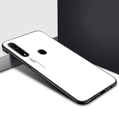 Oppo A8用ハイブリットバンパーケース プラスチック 鏡面 カバー Oppo ホワイト