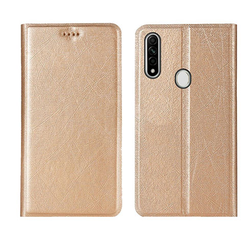 Oppo A8用手帳型 レザーケース スタンド カバー Oppo ゴールド