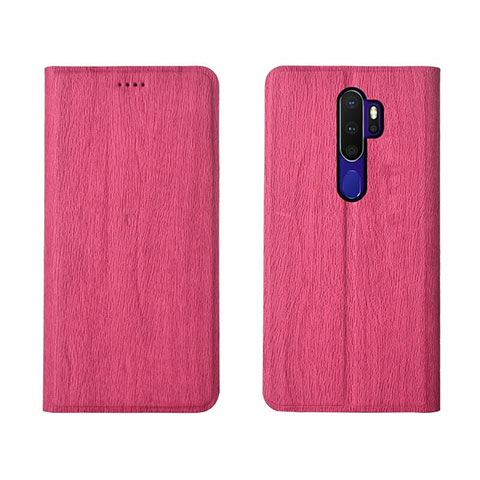 Oppo A9 (2020)用手帳型 レザーケース スタンド カバー L04 Oppo ローズレッド