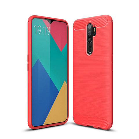 Oppo A9 (2020)用シリコンケース ソフトタッチラバー ライン カバー Oppo レッド