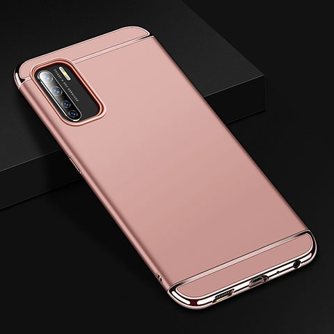 Oppo A91用ケース 高級感 手触り良い メタル兼プラスチック バンパー T02 Oppo ローズゴールド