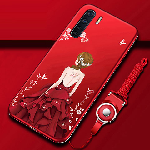 Oppo A91用シリコンケース ソフトタッチラバー バタフライ ドレスガール ドレス少女 カバー Oppo レッド