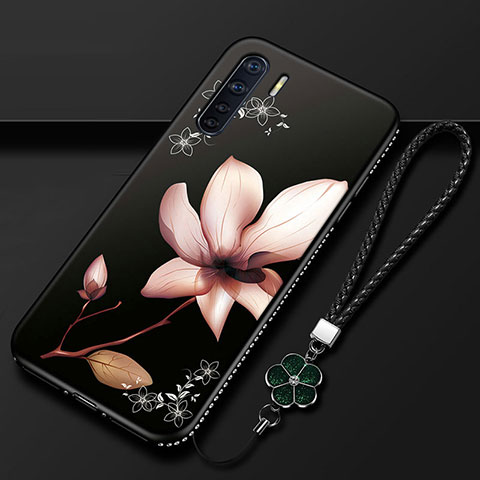 Oppo A91用シリコンケース ソフトタッチラバー 花 カバー S01 Oppo オレンジ