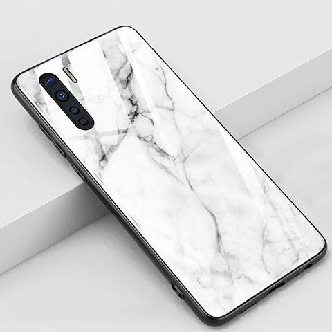 Oppo A91用ハイブリットバンパーケース プラスチック 鏡面 カバー M01 Oppo ホワイト