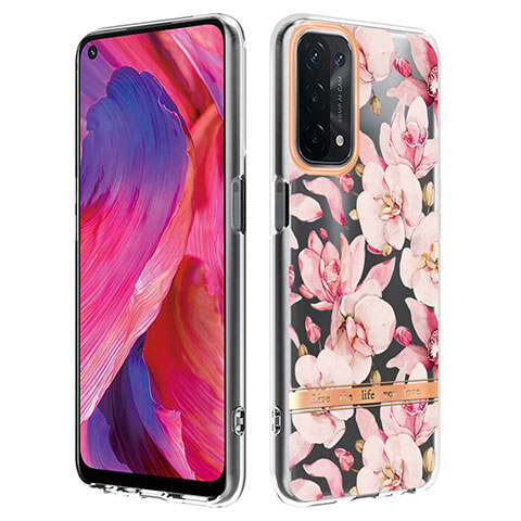 Oppo A93 5G用シリコンケース ソフトタッチラバー バタフライ パターン カバー Y06B Oppo ピンク