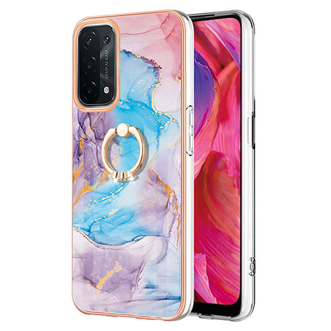 Oppo A93 5G用シリコンケース ソフトタッチラバー バタフライ パターン カバー アンド指輪 Y03B Oppo ネイビー