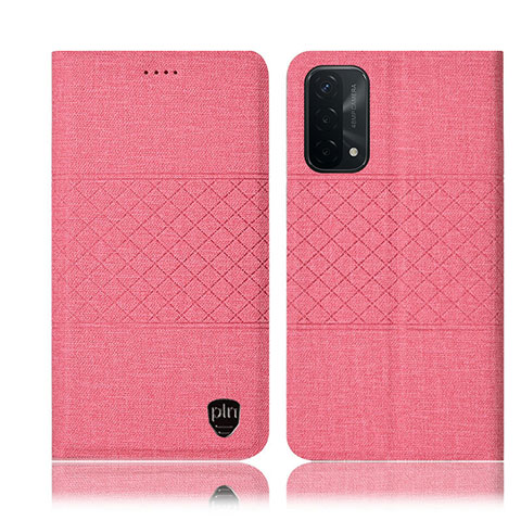 Oppo A93 5G用手帳型 布 スタンド H12P Oppo ピンク