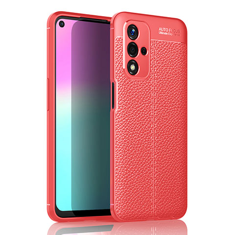 Oppo A93s 5G用シリコンケース ソフトタッチラバー レザー柄 カバー Oppo レッド