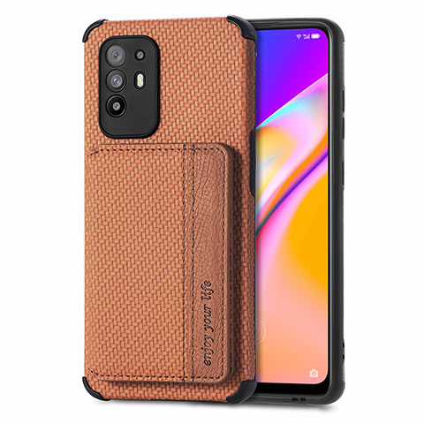 Oppo A94 5G用極薄ソフトケース シリコンケース 耐衝撃 全面保護 マグネット式 バンパー S01D Oppo ブラウン