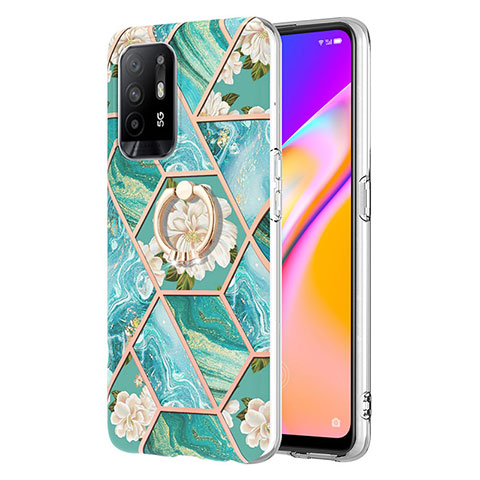 Oppo A94 5G用シリコンケース ソフトタッチラバー バタフライ パターン カバー アンド指輪 Y02B Oppo グリーン