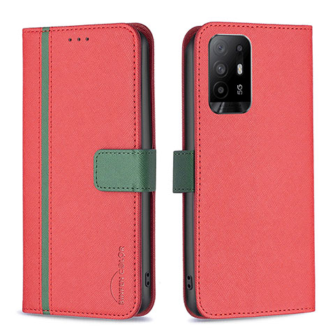 Oppo A95 5G用手帳型 レザーケース スタンド カバー B13F Oppo レッド