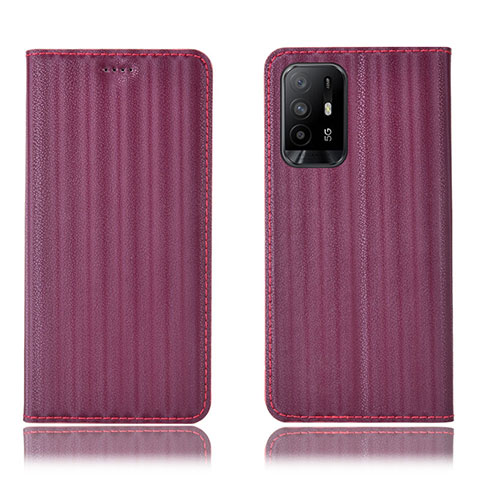 Oppo A95 5G用手帳型 レザーケース スタンド カバー H23P Oppo ワインレッド