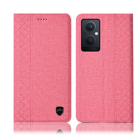 Oppo A96 5G用手帳型 布 スタンド H14P Oppo ピンク