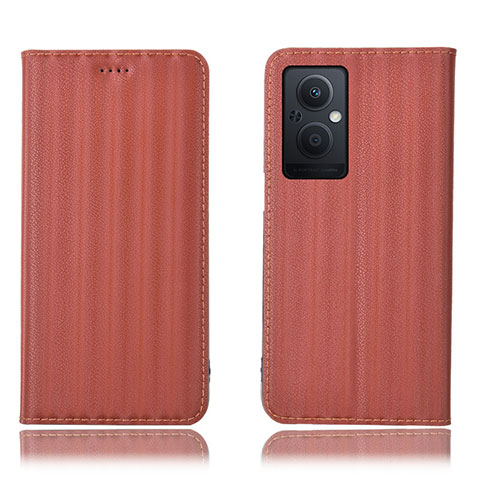 Oppo A96 5G用手帳型 レザーケース スタンド カバー H23P Oppo ブラウン