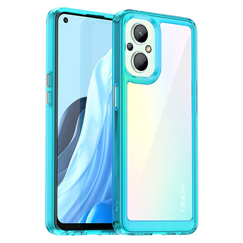 Oppo A96 5G用ハイブリットバンパーケース クリア透明 プラスチック カバー J01S Oppo シアン