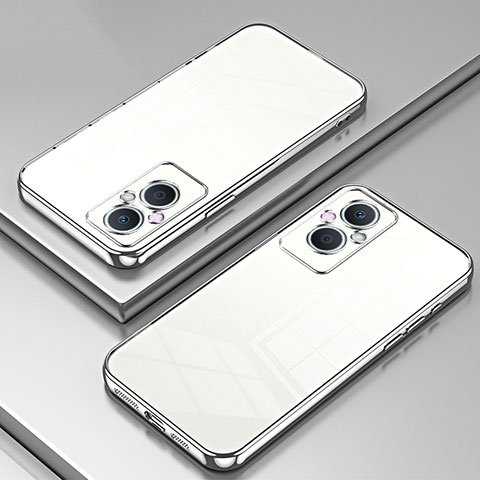 Oppo A96 5G用極薄ソフトケース シリコンケース 耐衝撃 全面保護 クリア透明 SY1 Oppo シルバー