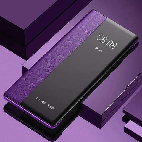 Oppo A97 5G用手帳型 レザーケース スタンド カバー Oppo パープル